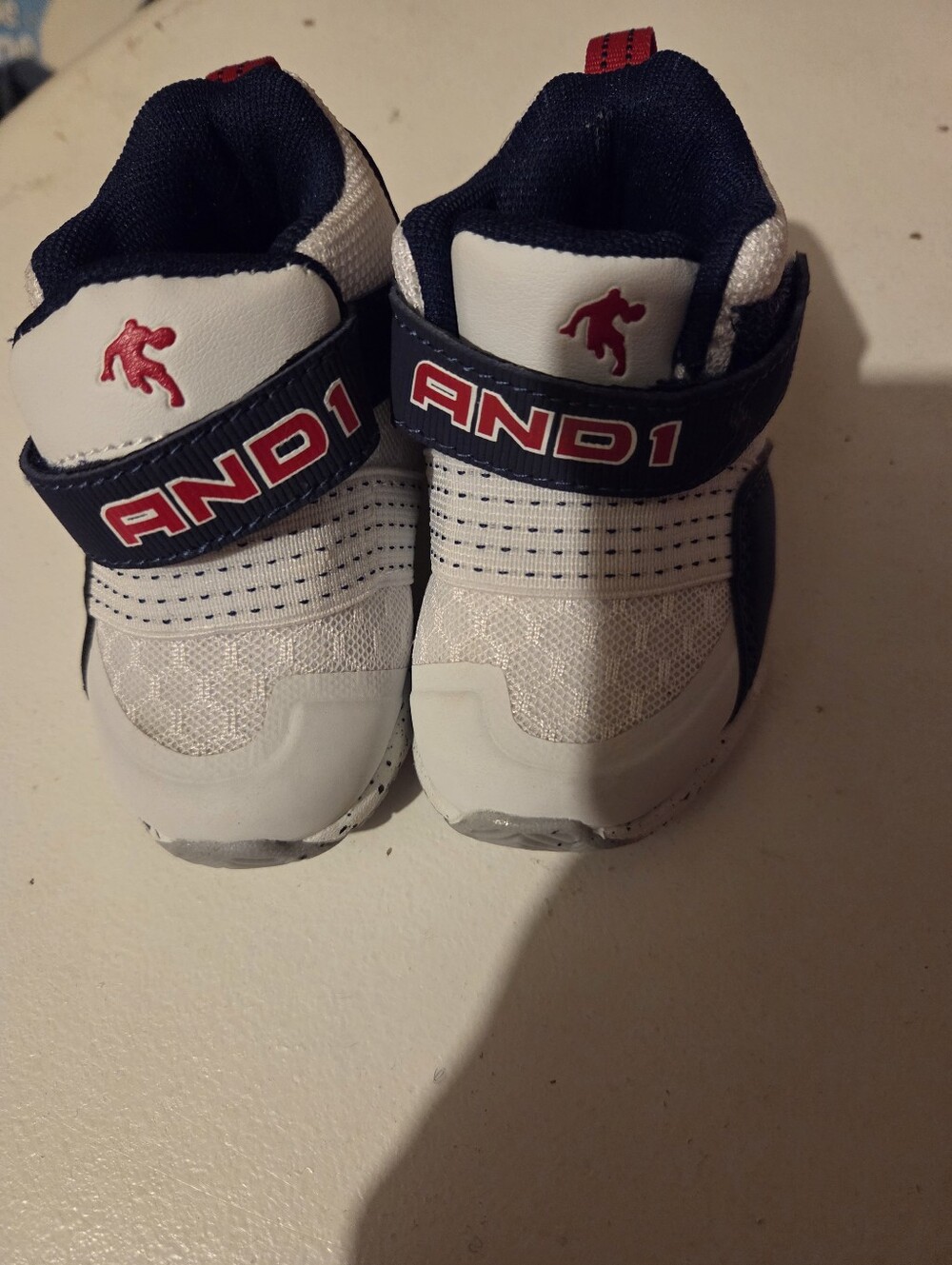 And1 Kids White Navy Sneakers with Red Logo